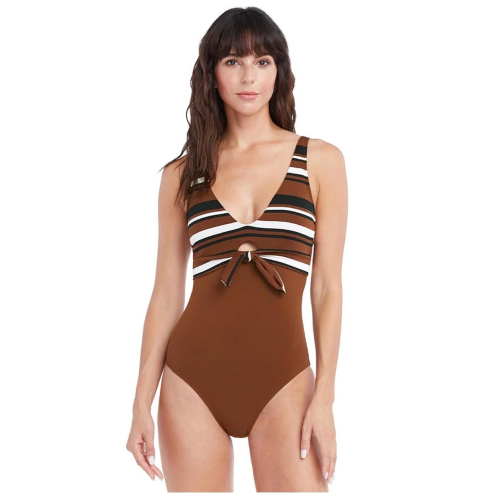 NEW Robin Piccone Simone Tie Front One Piece Swimsuit Sz 4